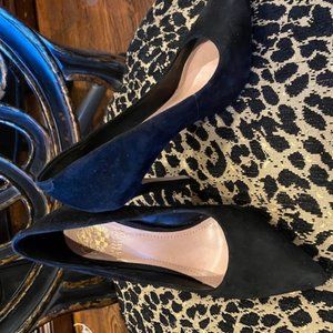 Black suede high heels